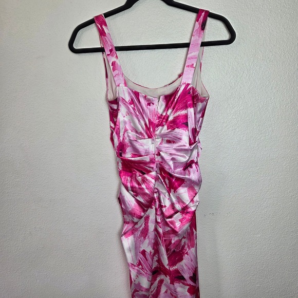 Satin Pink & White midi dress London Times Womens Size 4 - Picture 3 of 10